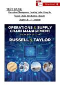TEST BANK for Operations Management Creating Value Along the Supply Chain&comma; 11th Edition by Russell and Taylor Verified Chapters 1-17&comma; Complete