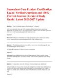 Smartsheet Core Product Certification Exam &vert; Verified Questions and 100&percnt; Correct Answers &vert; Grade A Study Guide &vert; Latest 2026&sol;2027 Update