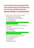 American Society of Home Inspectors &lpar;ASHI&rpar;  Home Inspector Practice Exam Questions And  Correct Answers &lpar;Verified Answers&rpar; Plus  Rationales 2026 Q&A &vert; Instant Download Pdf