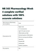 NR 565 Pharmacology Week 4 complete verified solutions with 100- accurate solutions