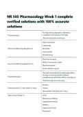NR 565 Pharmacology Week 1 complete verified solutions with 100- accurate solutions