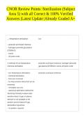 CNOR Review Points&colon; Sterilization &lpar;Subject Area 5&rpar; with all Correct & 100&percnt; Verified Answers &vert;Latest Update &vert;Already Graded A&plus;  