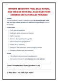 DRIVER&rsquo;S EDUCATION FINAL EXAM ACTUAL 2026 VERSION WITH REAL EXAM QUESTIONS ANSWER