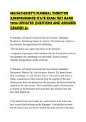 MASSACHUSETTS FUNERAL DIRECTOR JURISPRUDENCE STATE EXAM TEST BANK 2026 UPDATED QUESTIONS AND ANSWERS GRADED A&plus;