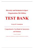 Complete Test Bank - Diversity and Inclusion in Sport Organizations&colon; A Multilevel Perspective&comma; 5th Edition &ndash; George B&period; Cunningham &ndash; ISBN 9781032163284 &lpar;Chapters 1&ndash;15&rpar;