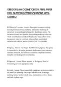 OREGON LAW COSMETOLOGY EXAMPREP 2026 STUDY GUIDE QUESTIONS AND SOLUTIONS GRADED A&plus;