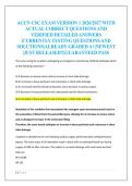 ACCN CSC EXAM VERSION 1 2026&sol;2027 WITH  ACTUAL CORRECT QUESTIONS AND  VERIFIED DETAILED ANSWERS  &vert;CURRENTLY TESTING QUESTIONS AND  SOLUTIONS&vert;ALREADY GRADED A&plus;&vert;NEWEST  &vert;JUST RELEASED&excl;&excl;&vert;GUARANTEED PASS 