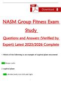 NASM Group Fitness Exam  Study   Questions and Answers &lpar;Verified by  Expert&rpar; Latest 2025&sol;2026 Complete 