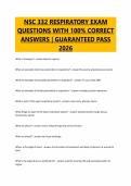 NSC 332 RESPIRATORY EXAM QUESTIONS WITH 100&percnt; CORRECT ANSWERS &vert; GUARANTEED PASS 2026