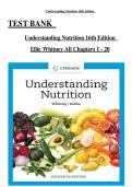 TEST BANK  Understanding Nutrition 16th Edition  Ellie Whitney All Chapters 1 - 20