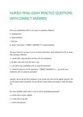 NUR301 FINAL EXAM PRACTICE QUESTIONS WITH CORRECT ANSWERS 
