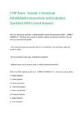 CVRP Exam - Domain 4 Vocational Rehabilitation Assessment and Evaluation Questions With Correct Answers&period;