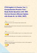 FTCE English 6-12 Practice Test 1 &vert; Comprehensive Practice Test &vert; Study Guide Questions with 100&percnt; Correct Answers &lpar;Newest Update with Grade A&plus;&comma; for 2026 &vert; 2027&rpar;     