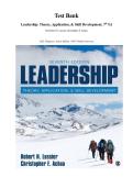 Test Bank- Leadership&colon; Theory&comma; Application&comma; & Skill Development&comma; 7th Edition&period; By Robert N&period; Lussier&comma; Christopher F&period; Achua&period; &lpar;ALL Chapeters&comma; Latest Edition&comma; 100&percnt; Verified Answers&rpar;