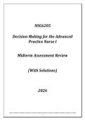 &lpar;SU&rpar; NSG6205 Decision Making for the APN I Midterm Assessment Review 2026 &lpar;Qns & Ans