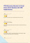 FTCE Elementary Education k-6 Social Science &vert;Exam Questions with 100&percnt; Verified Answers&period;      