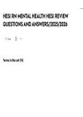 HESI RN MENTAL HEALTH HESI REVIEW QUESTIONS AND ANSWERS&sol;2025&sol;2026
