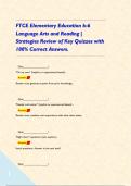 FTCE Elementary Education k-6 Language Arts and Reading &vert; Strategies Review of Key Quizzes with 100&percnt; Correct Answers&period;     