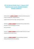 NR 326-Mental Health Exam 1 Newest 2026  Questions and Correct Detailed Answers  Already Graded A&plus; 