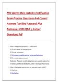 NYC Water Main Installer Certification  Exam Practice Questions And Correct  Answers &lpar;Verified Answers&rpar; Plus  Rationales 2026 Q&A &vert; Instant  Download Pdf