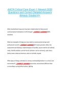AACN Critical Care Exam 1 Newest 2026  Questions and Correct Detailed Answers  Already Graded A&plus; 