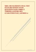 NRSG 3302 MATERNITY FINAL TEST EXAM 2026 NEWEST STUDY QUESTIONS WITH CORRECT VERIFIED ANSWERS 100&percnt; GUARANTEED PASS &vert; ASSURED A&plus;