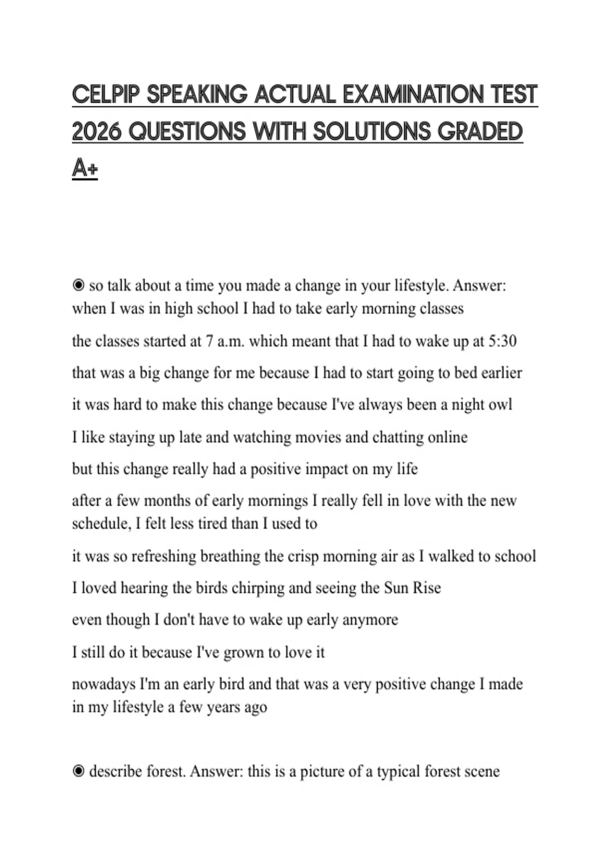 CELPIP SPEAKING ACTUAL EXAMINATION TEST 2026 QUESTIONS WITH SOLUTIONS ...
