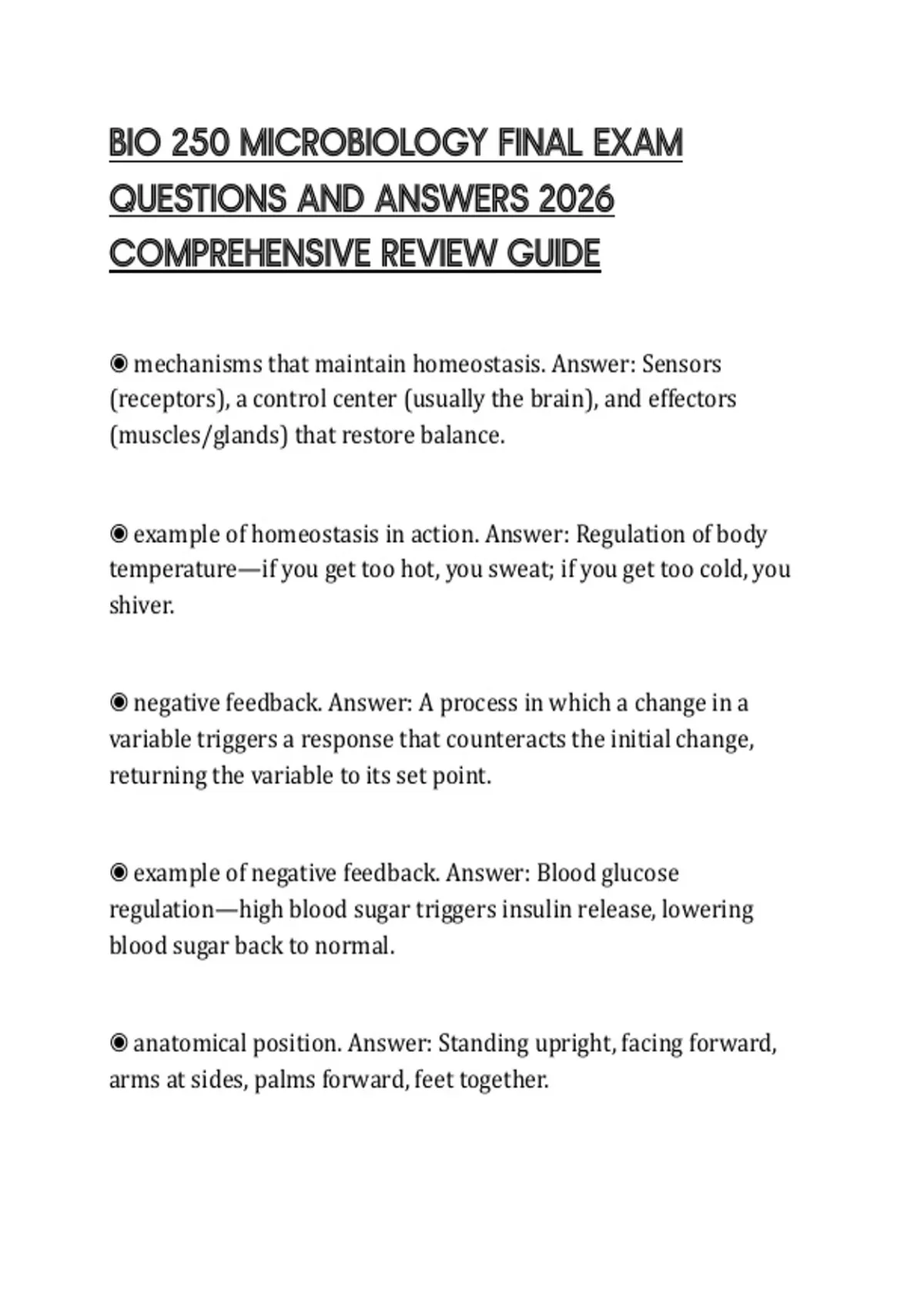 BIO 250 MICROBIOLOGY FINAL EXAM QUESTIONS AND ANSWERS 2026 ...