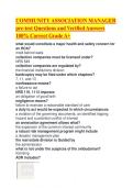 COMMUNITY ASSOCIATION MANAGER pre-test Questions and Verified Answers 100&percnt; Correct Grade A&plus; 