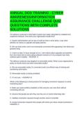 ANNUAL DOD TRAINING - CYBER AWARENESS&sol;INFORMATION ASSURANCE CHALLENGE QUIZ QUESTIONS WITH COMPLETE SOLUTIONS