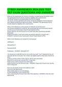 CYBER AWARENESS 2024-2025 TEST OUT EXAM QUESTIONS AND ANSWERS