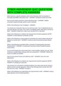CYBER AWARENESS QUIZ QUESTIONS WITH COMPLETE ANSWERS