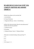 BIO-MEDICINE NCCAOM EXAM SCRIPT 2026 COMPLETE QUESTIONS AND ANSWERS GRADED A&plus;