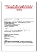 NCC Electronic Fetal Monitoring Certification Exam Questions and Answers &lpar;2026&sol;2027&rpar; &lpar;Verified Answers&rpar;