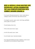 BIOD 151 MODULE 3 EXAM ANATOMY AND PHYSIOLOGY 1 ACTUAL EXAMINATION TEST 2026 COMPLETE QUESTIONS WITH CORRECT ANSWERS GRADED A&plus;