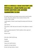BIOD 151 MODULE 3 EXAM ANATOMY AND PHYSIOLOGY 1 EXAM PAPER 2026 TEST PAPER QUESTIONS AND ANSWERS GUARANTEED TO PASS
