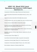 APHY 102- Blood 2026 Latest  Questions and Answers &lpar;100&percnt; Expert  Answers&rpar; A&plus; 