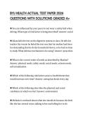 BYU HEALTH ACTUAL TEST PAPER 2026 QUESTIONS WITH SOLUTIONS GRADED A&plus;