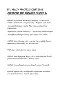 BYU HEALTH PRACTICE SCRIPT 2026 QUESTIONS AND ANSWERS GRADED A&plus;