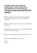 CERTIFIED PARKS AND RECREATION PROFESSIONAL CPRP CERTIFICATION EVALUATION EXAMS 2026 QUESTIONS WITH ANSWERS