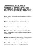 CERTIFIED PARKS AND RECREATION PROFESSIONAL CPRP EXAM STUDY GUIDE 2026 PRACTICE QUESTIONS AND SOLUTIONS
