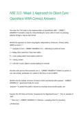 NSE 111- Week 1 Approach to Client Care Questions With Correct Answers
