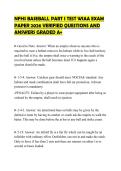 NFHS BASEBALL PART I TEST WIAA EXAM PAPER 2026 VERIFIED QUESTIONS AND ANSWERS GRADED A&plus;