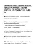 CERTIFIED PROSTHETIC ORTHOTIC ASSISTANT ACTUAL EXAM PAPER 2026 COMPLETE QUESTIONS WITH FULL SOLUTIONS GRADED A&plus;