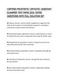 CERTIFIED PROSTHETIC ORTHOTIC ASSISTANT EXAMPREP TEST PAPER 2026 TESTED QUESTIONS WITH FULL SOLUTION SET