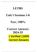 LETRS Unit 1 &ndash; Sessions 1-8 Test &vert; 2026 Update &vert; Verified Correct Answers