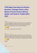 FTCE Subject Area Exam K-6 Practice Questions &vert; Strategies Review of Key Quizzes & Correct Answers &lpar;Newest Update&comma; with Grade A&plus; Verified 2026 &vert; 2027&rpar;    