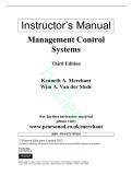 Instructor&rsquo;s Manual for Management Control Systems&comma; 3rd Edition by Kenneth A&period; Merchant & Wim A&period; Van der Stede &vert; 2026 Update