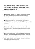 CERTIFIED REVENUE CYCLE REPRESENTATIVE CRCR FINAL PAPER 2026 QUESTIONS WITH ANSWERS GRADED A&plus;