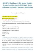 NUR 2790 Professional Nursing III &lpar;PN3&rpar; Final Exam &ndash; Study Guide Questions and Correct Answers &lpar;Latest Update&rpar; &ndash; Rasmussen &lpar;2026&sol;2027&rpar;